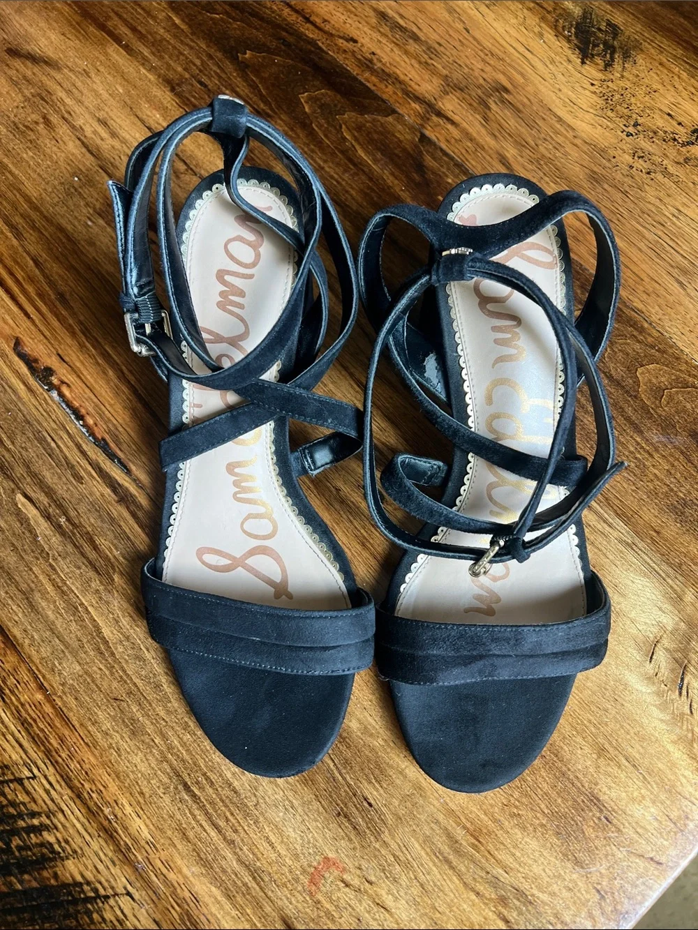 Sam Edelman Women’s 8.5 Black Suede Sammy Strappy Sandal Block Heel
